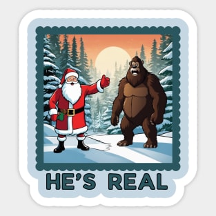 Bigfoot and Santa find out they are both REAL. Sticker